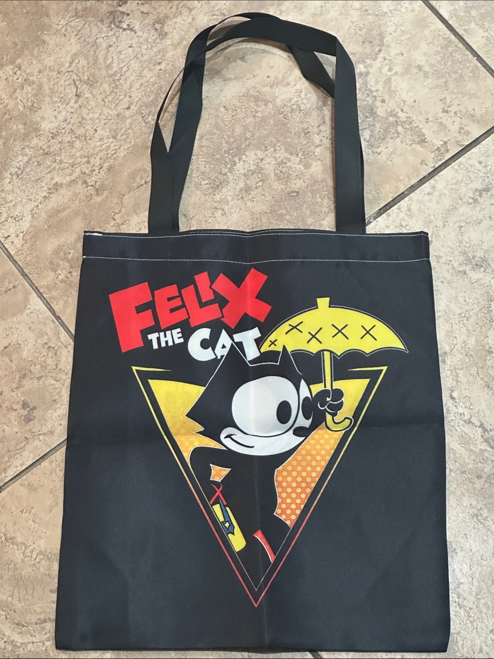 Black Felix the Cat Tote Bag with Yellow Accent